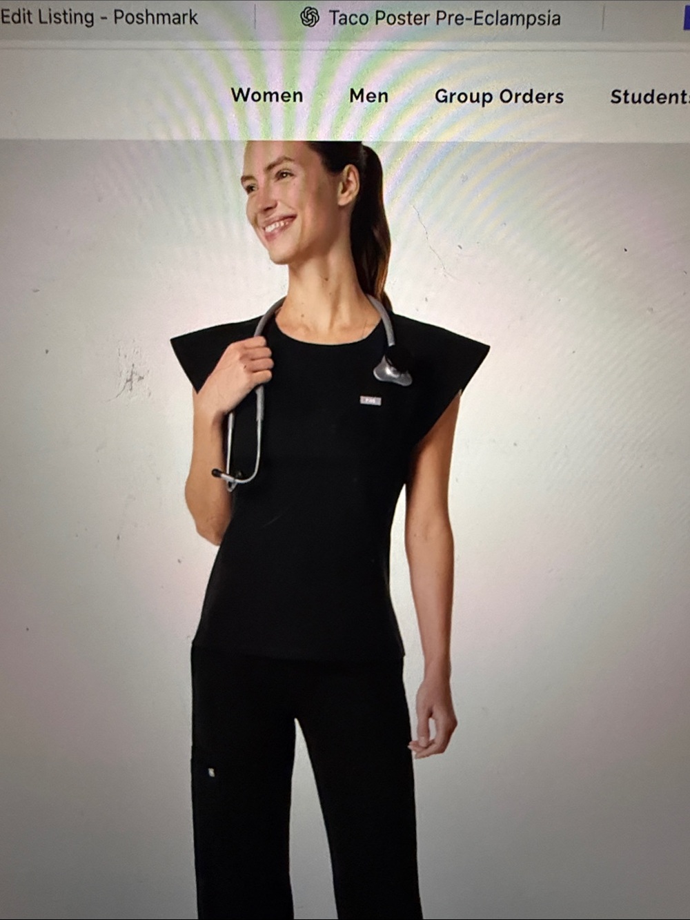 Figs Black Orilila Scoop Neck Top - Picture 3 of 3